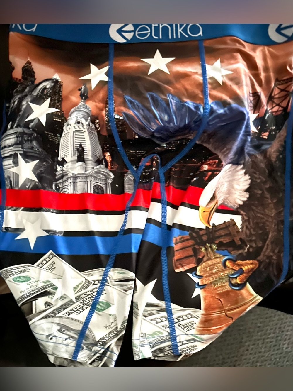 ethika 4th of July Blue and White Logo Waistband Boxer Briefs